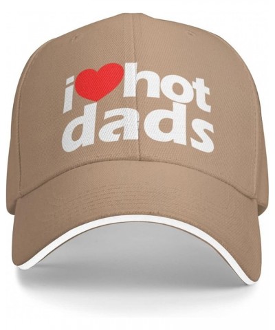 Hat I Love Hot Dads Heart Hot Father Love Hot Dads Baseball Cap Men Ponytail Hat Women Dad Hat Trucker Hat Black Natural $11....