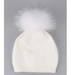 Women Cashmere Winter Slouchy Knit Beanie Hat with Real Fur Pom Pom Winter Beanie Knit Stocking Cap Ski Hat White Pom $21.72 ...