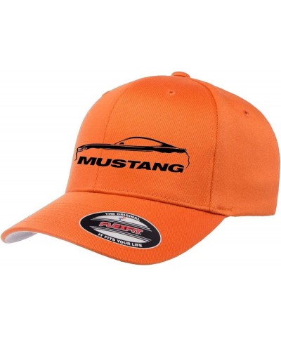 2015-20 Ford Mustang Coupe Classic Outline Design Flexfit 6277 Athletic Baseball Fitted Hat Cap Orange $18.97 Baseball Caps