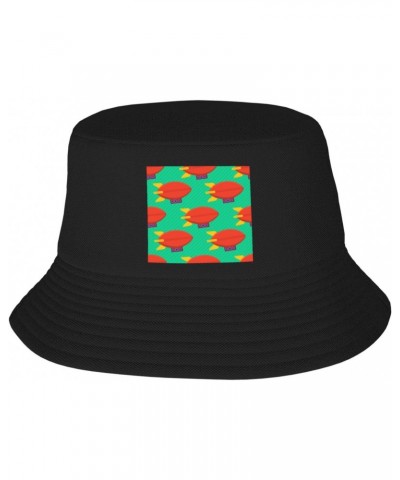 Airship Seamless Pattern Bucket Hat for Men Women Boonie Hat Outdoor Summer Vacation Beach Travel Fishing Cap Black $11.20 Bu...