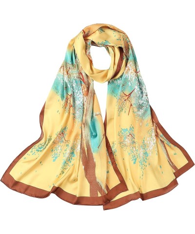 100% Silk Luxury Long Scarf for Women Large Lightweight Shawls for Headscarf Fashion Designer Wraps Edelweiss $18.45 Scarves