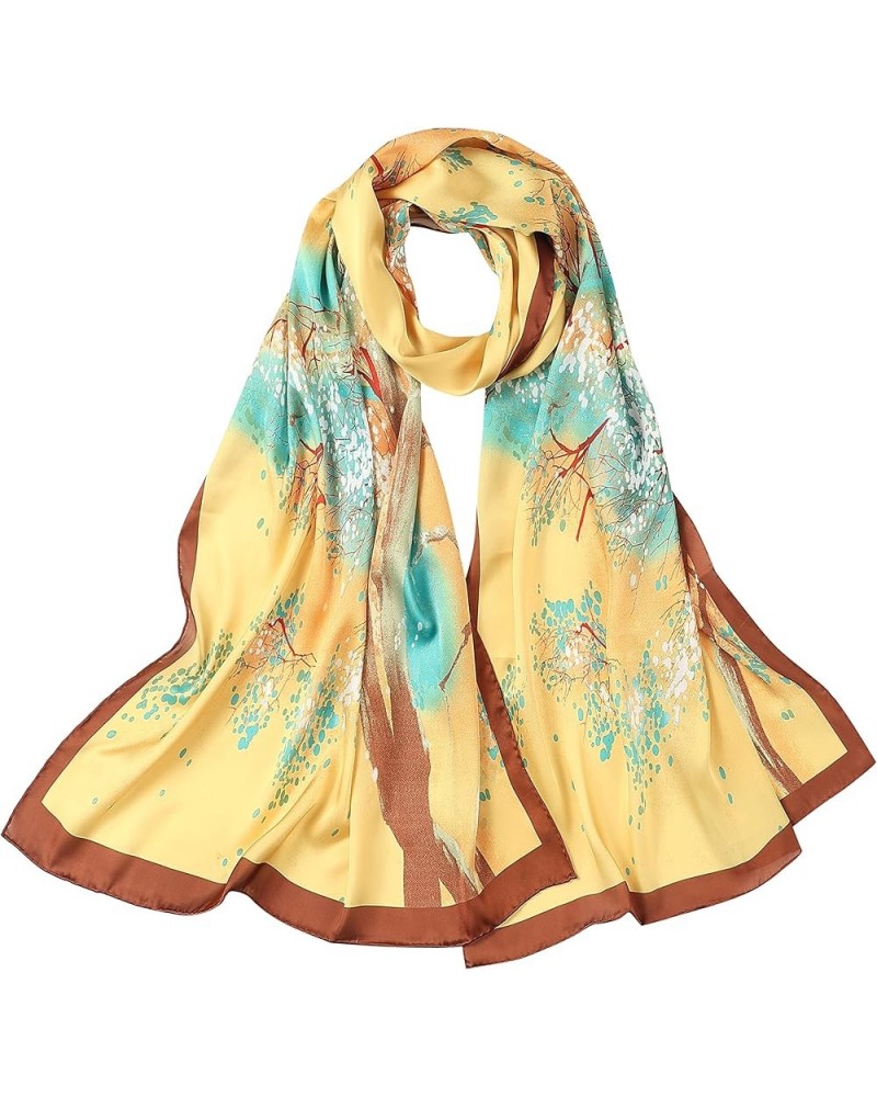 100% Silk Luxury Long Scarf for Women Large Lightweight Shawls for Headscarf Fashion Designer Wraps Edelweiss $18.45 Scarves