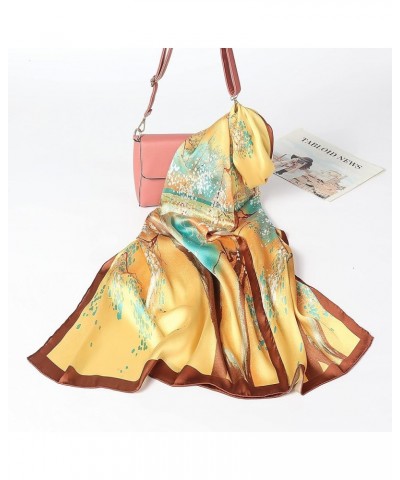 100% Silk Luxury Long Scarf for Women Large Lightweight Shawls for Headscarf Fashion Designer Wraps Edelweiss $18.45 Scarves