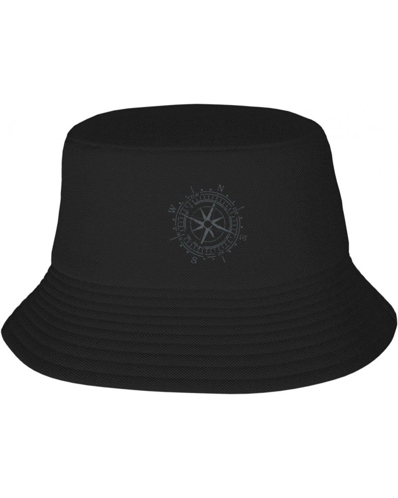 Vintage Compass Stylish and Protective Bucket Hat for Women and Men - Breathable, and Perfect for Outdoor Activities Black $8...