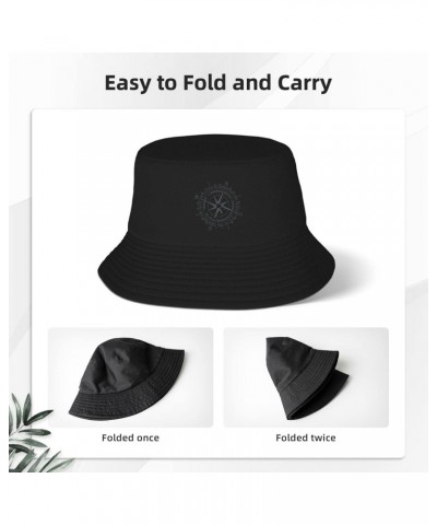 Vintage Compass Stylish and Protective Bucket Hat for Women and Men - Breathable, and Perfect for Outdoor Activities Black $8...