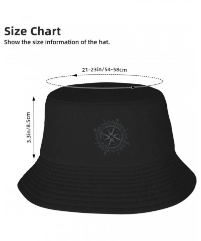 Vintage Compass Stylish and Protective Bucket Hat for Women and Men - Breathable, and Perfect for Outdoor Activities Black $8...