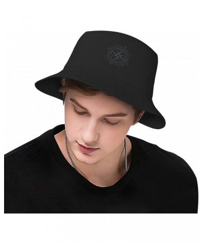 Vintage Compass Stylish and Protective Bucket Hat for Women and Men - Breathable, and Perfect for Outdoor Activities Black $8...