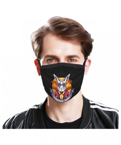 Summer Bunny Party On The Beach Face Mask 2 Pcs Face Cover Reusable Washable Breathable for Men Women Balaclavas Bandanas Bla...