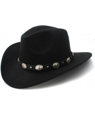 1pcs New Vintage Wool Western Cowboy Hat for Womem Men Wide Brim Cowgirl Jazz Cap with Leather Cap Luopan Caps & Hats Wine Re...