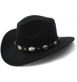 1pcs New Vintage Wool Western Cowboy Hat for Womem Men Wide Brim Cowgirl Jazz Cap with Leather Cap Luopan Caps & Hats Wine Re...