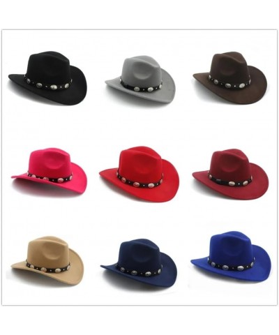 1pcs New Vintage Wool Western Cowboy Hat for Womem Men Wide Brim Cowgirl Jazz Cap with Leather Cap Luopan Caps & Hats Wine Re...