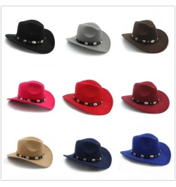 1pcs New Vintage Wool Western Cowboy Hat for Womem Men Wide Brim Cowgirl Jazz Cap with Leather Cap Luopan Caps & Hats Wine Re...