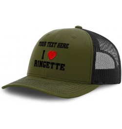 Custom Richardson Trucker Hat I (Love) Ringette Red Heart Sports Lovers Loden Black Personalized Text Here $19.59 Baseball Caps