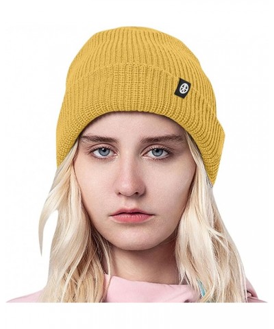 Women's Fall Winter Soft Warm Stretchy Trendy Knit Hats Knit Baseball Caps Mens Outdoor Winter Hats Yellow $7.19 Skullies & B...