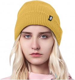 Women's Fall Winter Soft Warm Stretchy Trendy Knit Hats Knit Baseball Caps Mens Outdoor Winter Hats Yellow $7.19 Skullies & B...