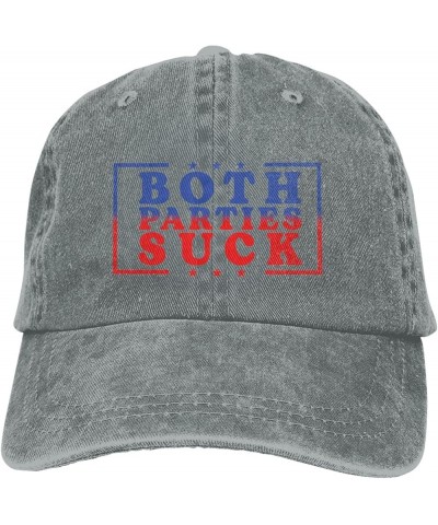 They Both Suck Cowboy Hat Retro Curved Brim Dad Hat Washed Cotton Fashion Black Baseball Cap Gray $10.20 Cowboy Hats