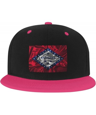 Silk Style Flag of Arkansas Baseball Cap for Men Women Snapback Hat Adjustable Flat Bill Hats Pink $10.38 Baseball Caps