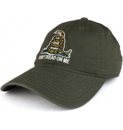 Don't Tread on Me Gadsden Flag Embroidered Soft Washed Cotton Baseball Cap Olive $14.70 Baseball Caps