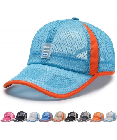 Baseball Cap Unconstructed Hat Adjustable Moisture Wicking Fast Dry Cap Light Blue Mesh $9.84 Baseball Caps