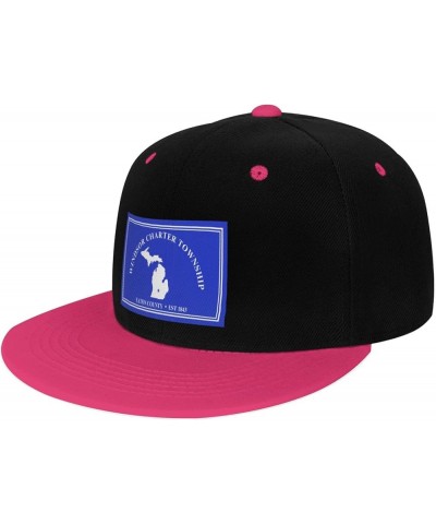 Flag of Windsor Charter Township, Michigan Snapback Hat for Men Women Baseball Cap Trucker Flat Bill Hats Dad Caps Pink $12.8...