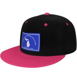 Flag of Windsor Charter Township, Michigan Snapback Hat for Men Women Baseball Cap Trucker Flat Bill Hats Dad Caps Pink $12.8...