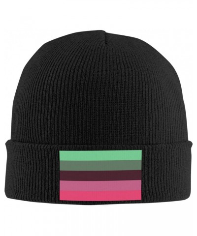 Demisexual Pride Flag Cozy Winter Essential: Hand-Knitted Hat Ultimate Warmth Black $15.79 Skullies & Beanies