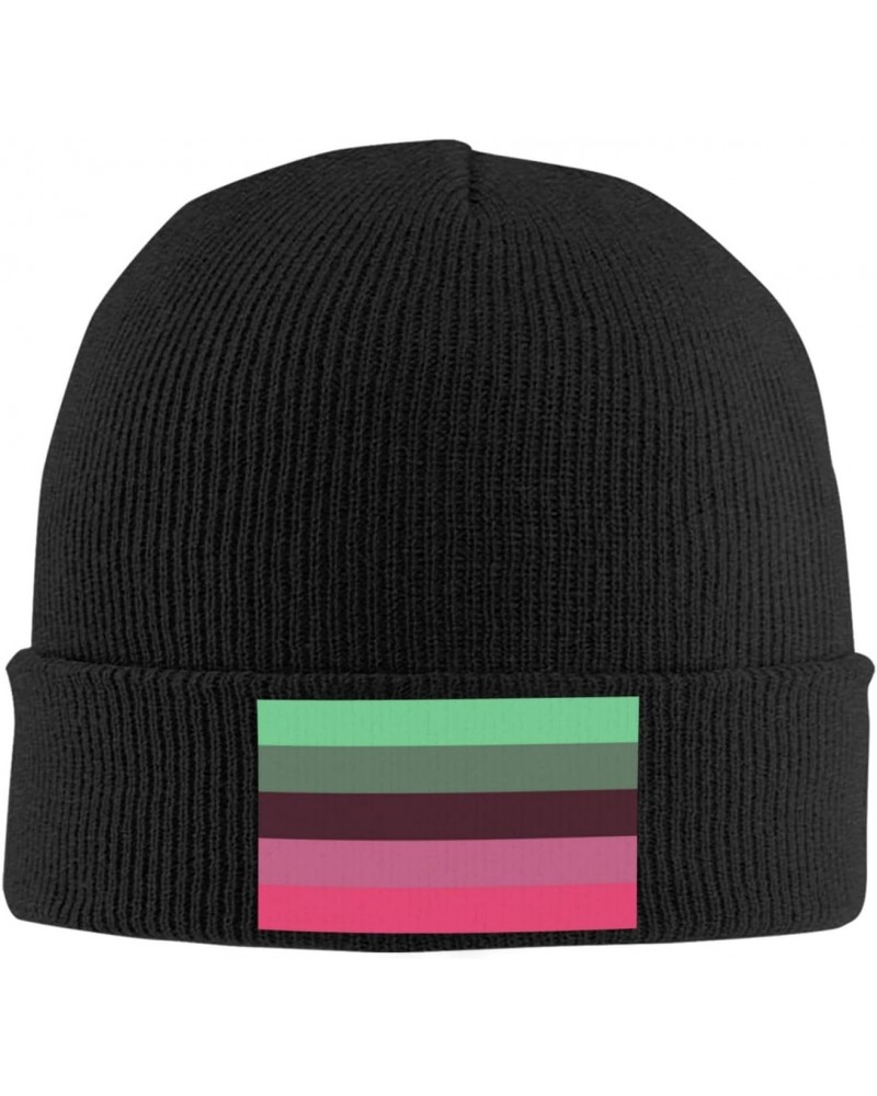 Demisexual Pride Flag Cozy Winter Essential: Hand-Knitted Hat Ultimate Warmth Black $15.79 Skullies & Beanies