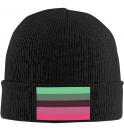 Demisexual Pride Flag Cozy Winter Essential: Hand-Knitted Hat Ultimate Warmth Black $15.79 Skullies & Beanies