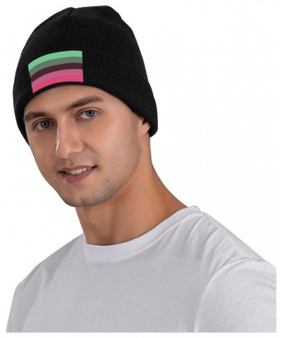 Demisexual Pride Flag Cozy Winter Essential: Hand-Knitted Hat Ultimate Warmth Black $15.79 Skullies & Beanies