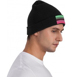 Demisexual Pride Flag Cozy Winter Essential: Hand-Knitted Hat Ultimate Warmth Black $15.79 Skullies & Beanies