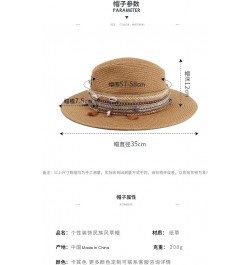 Womens Beach Sun Straw Hat UV UPF50 Travel Foldable Brim Summer UV Hat Eye Tassel Decor Kaqi $16.63 Sun Hats