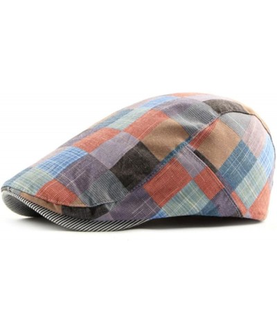 Colorful Grid Beret Hats for Men Women Spring Summer Flat Cap Retro Plaid Berets Femme Adjustable Unisex Newsboy Hat C $15.39...