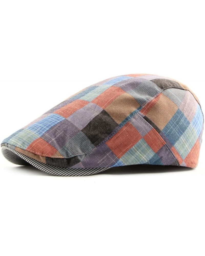 Colorful Grid Beret Hats for Men Women Spring Summer Flat Cap Retro Plaid Berets Femme Adjustable Unisex Newsboy Hat C $15.39...