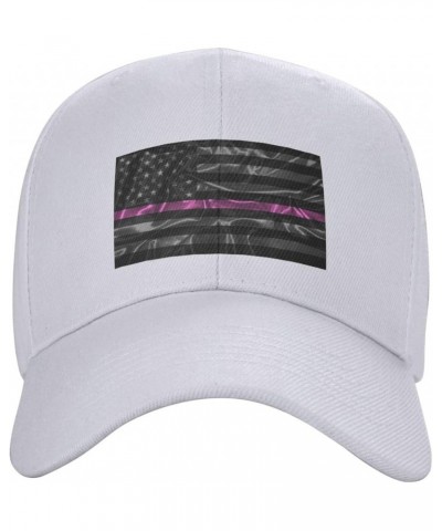 Silk Style United States Thin Pink Line Flag Baseball Cap for Men Women Hat Adjustable Truck Driver Baseball Caps Dad Hats Wh...