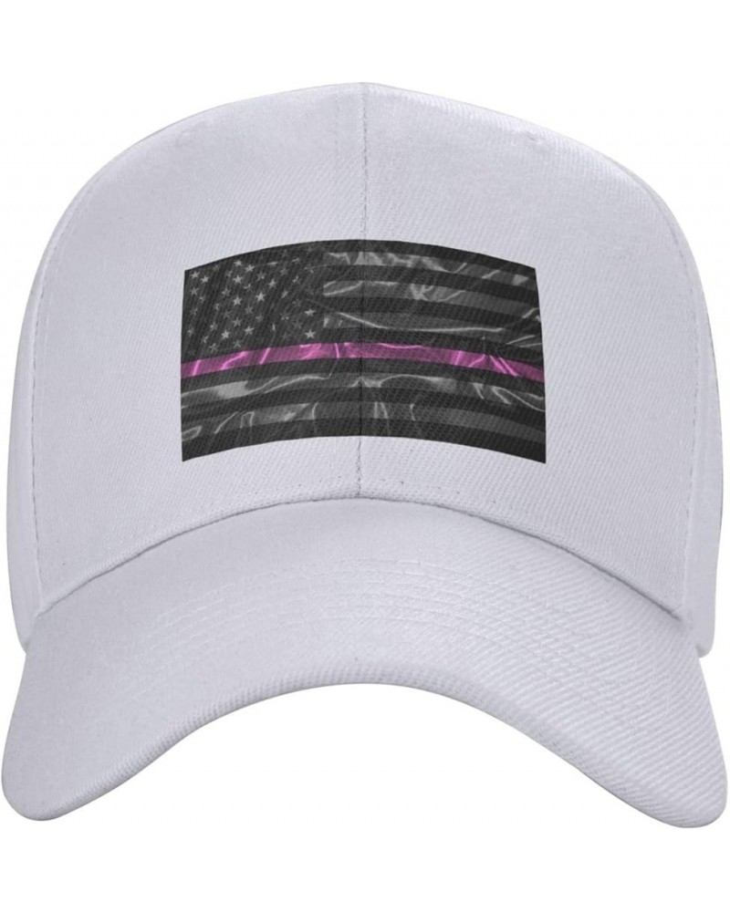 Silk Style United States Thin Pink Line Flag Baseball Cap for Men Women Hat Adjustable Truck Driver Baseball Caps Dad Hats Wh...