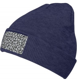 Interesting Fashion Autumn Winter Man Woman Pile of Footballs Print Beanie Hat Warm Hat Knit Hedging Cap Navy Blue $9.20 Skul...