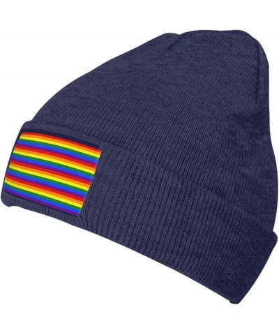 Rainbow Pattern Print Multi-Purpose Knitted Hat Unisex Winter Warm Hat, Outdoor Or Daily Wear,Soft Warm Navy Blue $9.38 Skull...