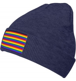 Rainbow Pattern Print Multi-Purpose Knitted Hat Unisex Winter Warm Hat, Outdoor Or Daily Wear,Soft Warm Navy Blue $9.38 Skull...