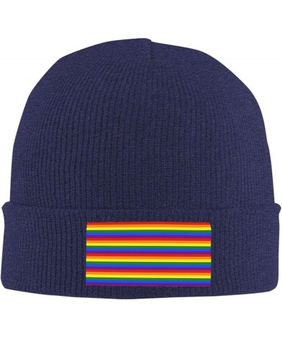 Rainbow Pattern Print Multi-Purpose Knitted Hat Unisex Winter Warm Hat, Outdoor Or Daily Wear,Soft Warm Navy Blue $9.38 Skull...