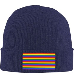 Rainbow Pattern Print Multi-Purpose Knitted Hat Unisex Winter Warm Hat, Outdoor Or Daily Wear,Soft Warm Navy Blue $9.38 Skull...