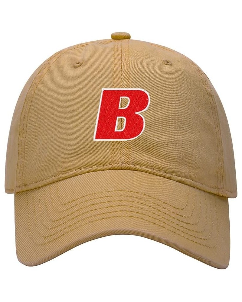 Baseball Cap Men Handsome Letter B Embroidered Washed Cotton Dad Hat Baseball Caps Khaki $10.66 Baseball Caps