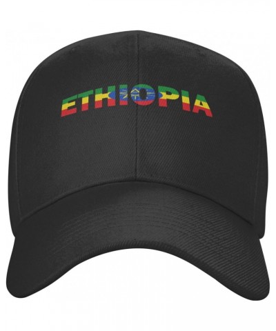 Ethiopia Flag Ethiopian Text Word Art Classic Duckbill Caps for Stylish Sun Protection Black $11.15 Baseball Caps