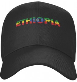 Ethiopia Flag Ethiopian Text Word Art Classic Duckbill Caps for Stylish Sun Protection Black $11.15 Baseball Caps