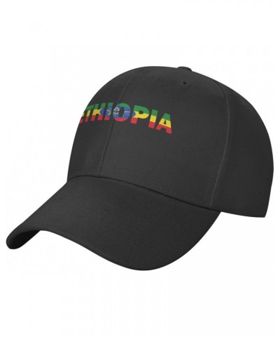 Ethiopia Flag Ethiopian Text Word Art Classic Duckbill Caps for Stylish Sun Protection Black $11.15 Baseball Caps