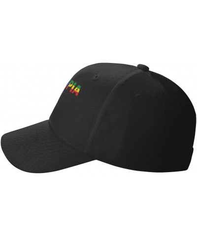 Ethiopia Flag Ethiopian Text Word Art Classic Duckbill Caps for Stylish Sun Protection Black $11.15 Baseball Caps