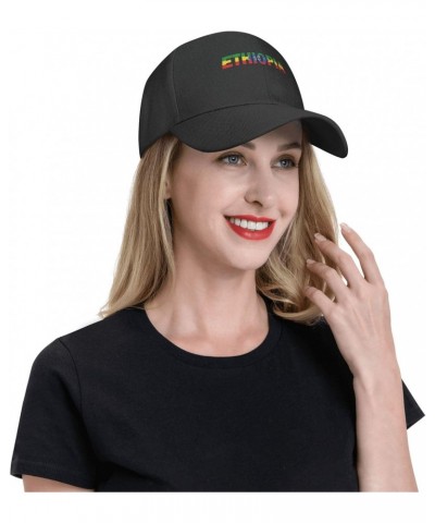 Ethiopia Flag Ethiopian Text Word Art Classic Duckbill Caps for Stylish Sun Protection Black $11.15 Baseball Caps