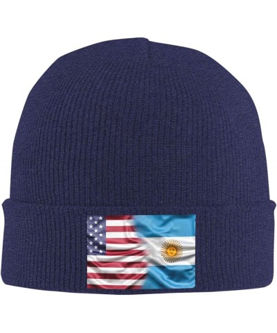 Argentina USA Flag Cozy Knitted Hat for Winter - Warm Comfort Black Navy Blue $10.62 Skullies & Beanies