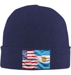 Argentina USA Flag Cozy Knitted Hat for Winter - Warm Comfort Black Navy Blue $10.62 Skullies & Beanies