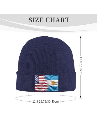 Argentina USA Flag Cozy Knitted Hat for Winter - Warm Comfort Black Navy Blue $10.62 Skullies & Beanies