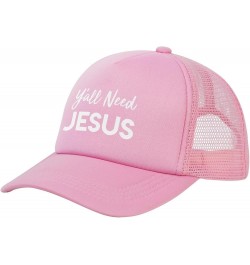 Y'all Need Jesus Funny Gift for Women Men Gifts Mesh Unisex-Adult Adjustable Snapback Trucker Hat Baseball Hats Black Pink $1...